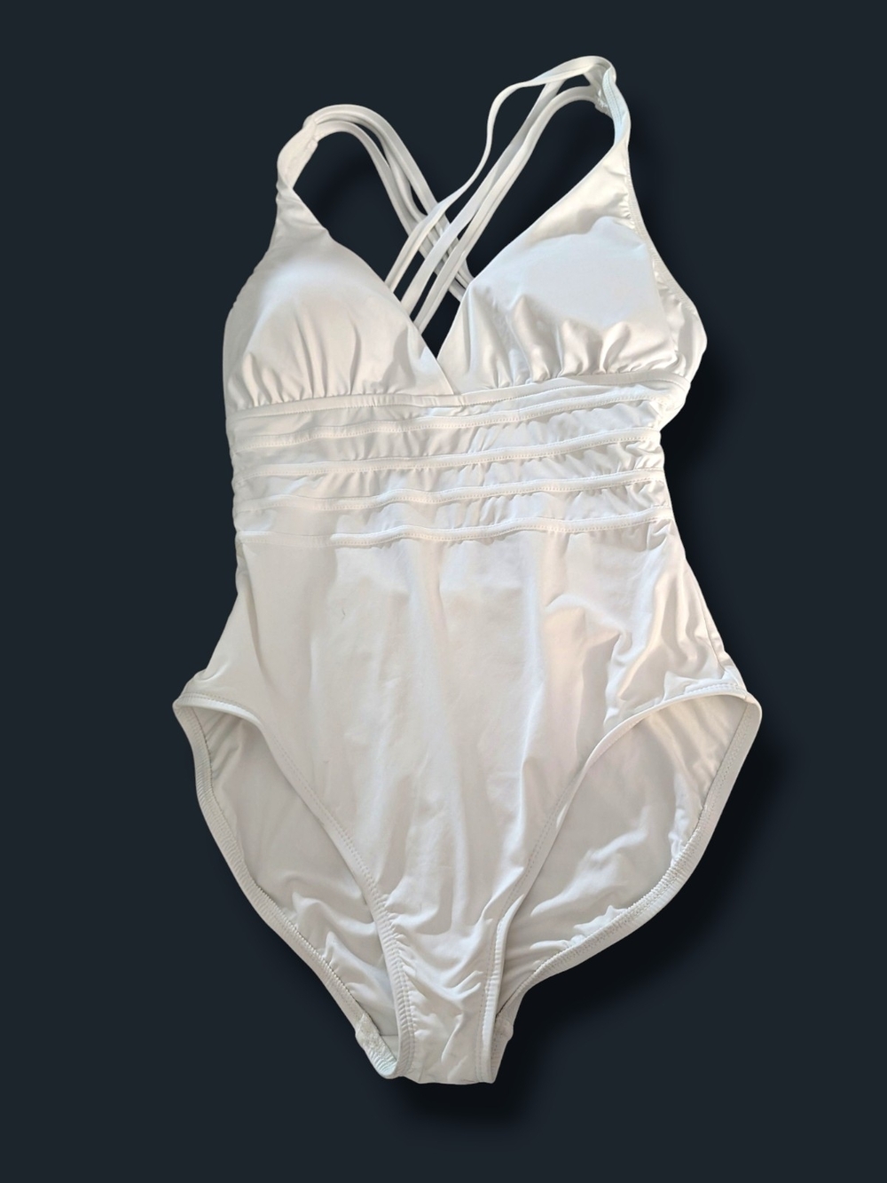 NWOT La Blanca White One-Piece Swimsuit with Strappy Back, SIZE 12